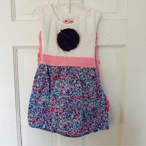 Ruffle Butts White and Pink Floral Kids Set With Pink Ruffle Shorts